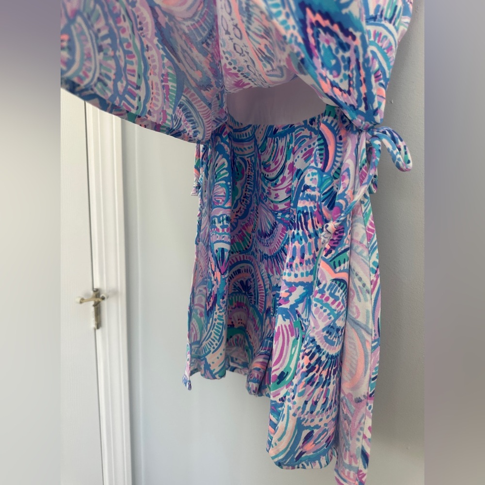 Lilly Pulitzer Sleeveless Printed Shift Dress - Blue, Pink, White - Picture 3 of 8